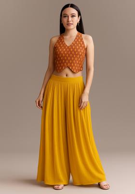 Orange Printed Georgette Fusion Set