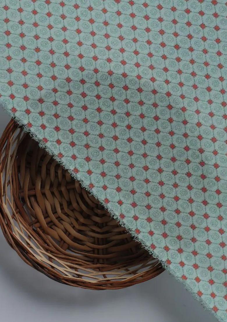 Blue Printed Silk Fusion Set - Indya