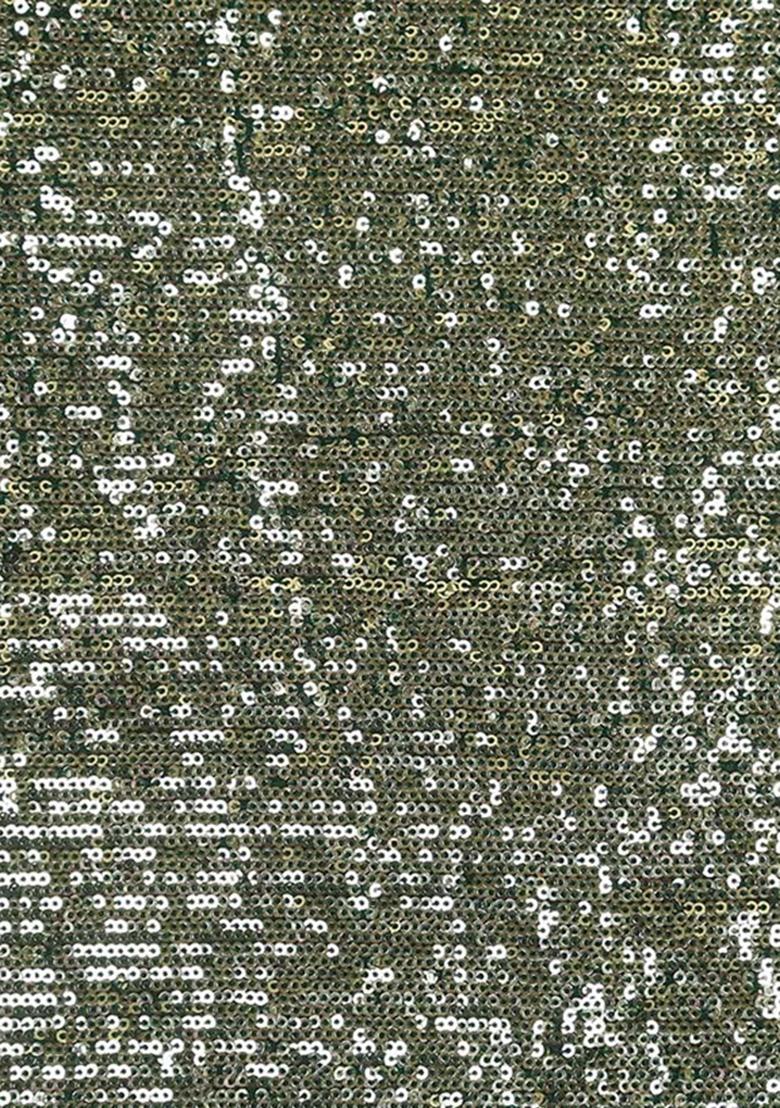 Green Sequin Georgette Lehenga Set - Indya