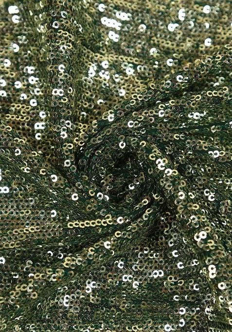 Green Sequin Georgette Lehenga Set