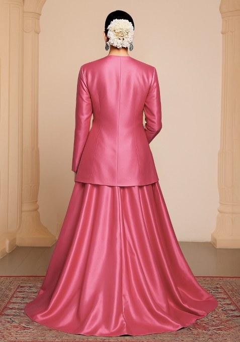 Light Pink Solid Georgette Lehenga Set