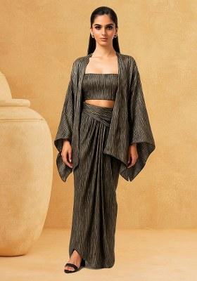 Black Solid Satin Fusion Set