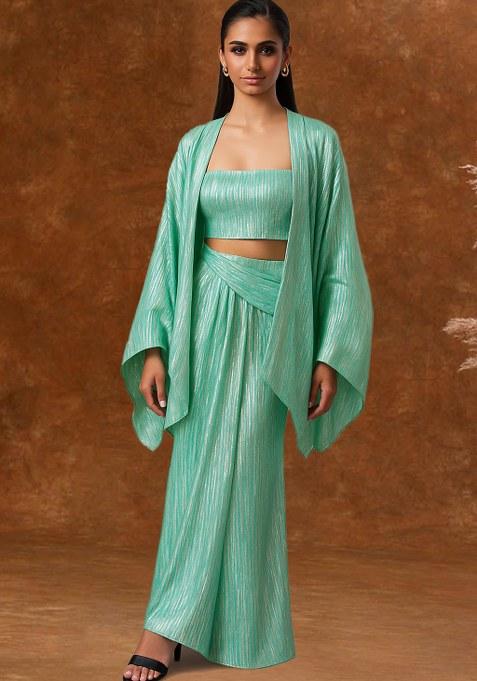 Sea Green Solid Satin Fusion Set