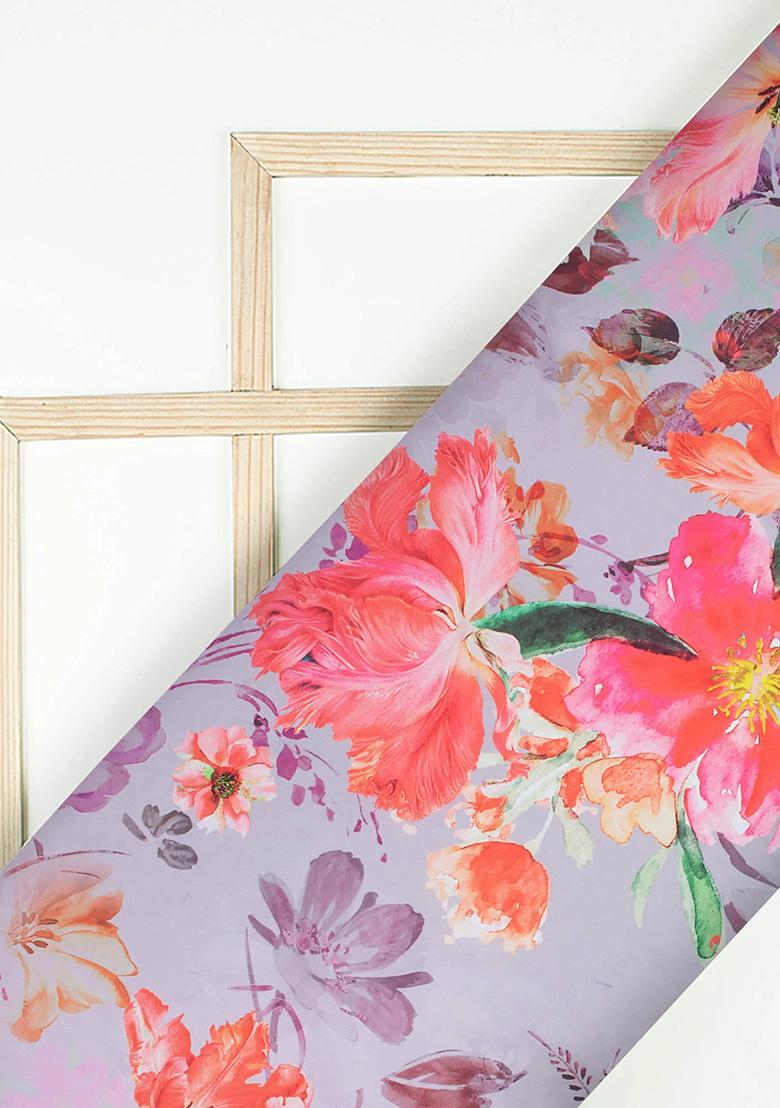 Purple Printed Georgette Fusion Set - Indya