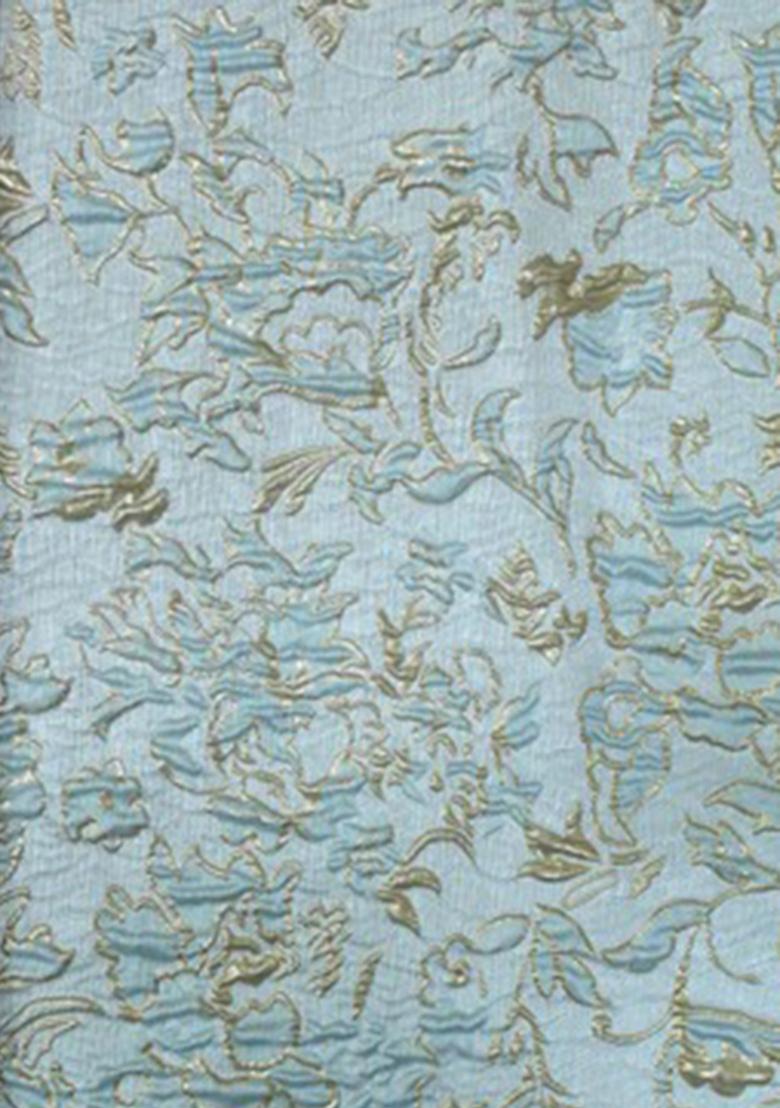 Blue Embroidered Jacquard Fusion Set - Indya