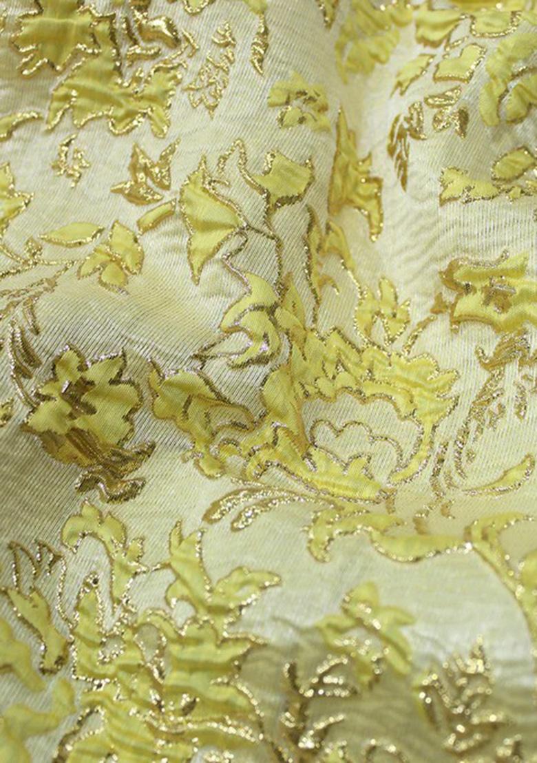 Green Embroidered Jacquard Fusion Set - Indya