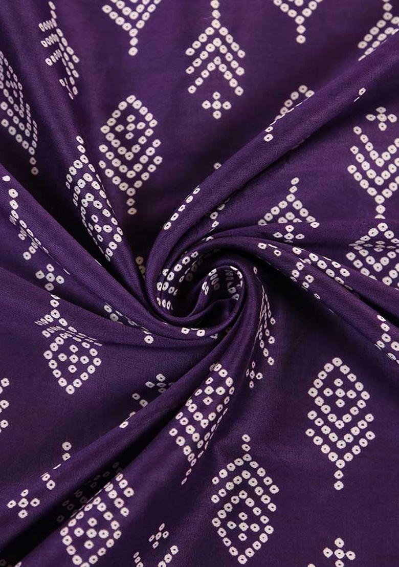 Purple Bandhani Print Chanderi Dress