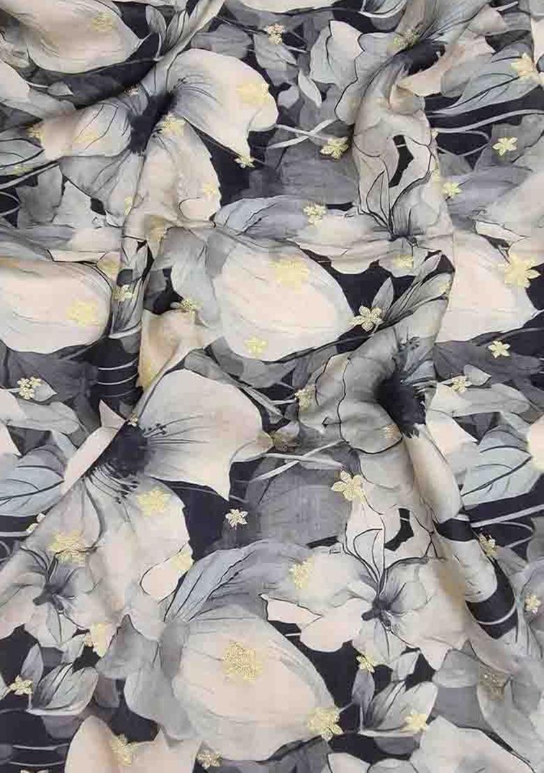 Multi Color Floral Print Satin Fusion Set - Indya