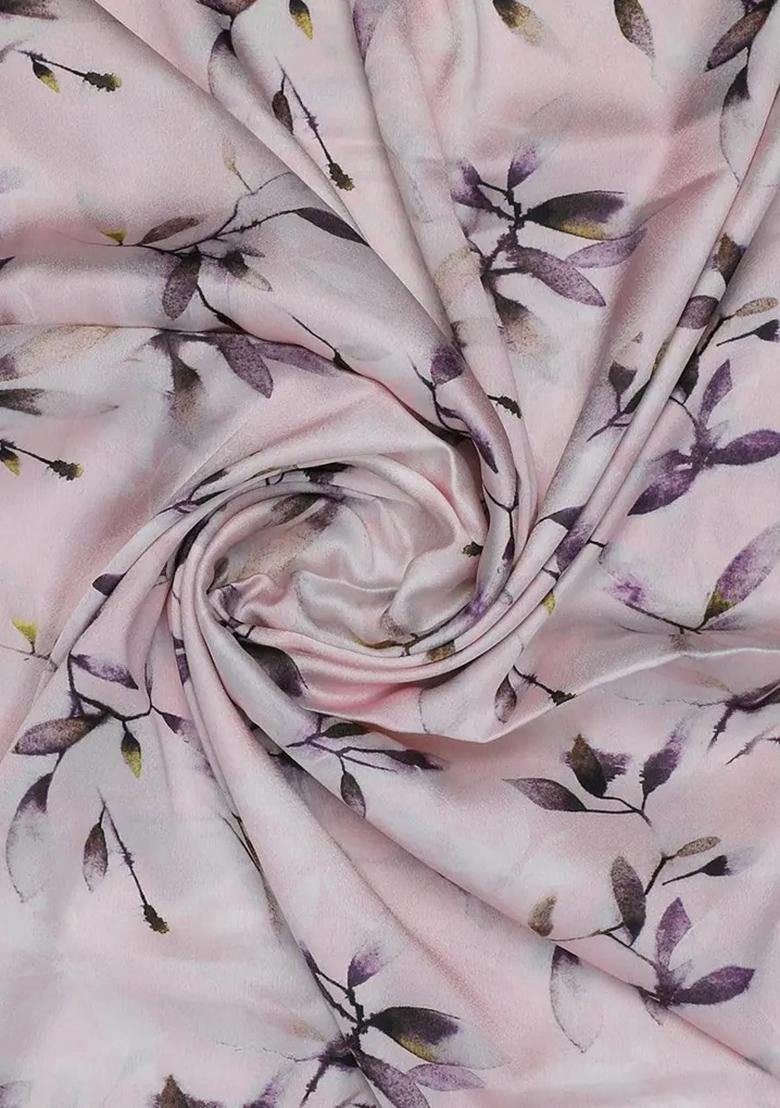 Pink Floral Print Satin Fusion Set - Indya