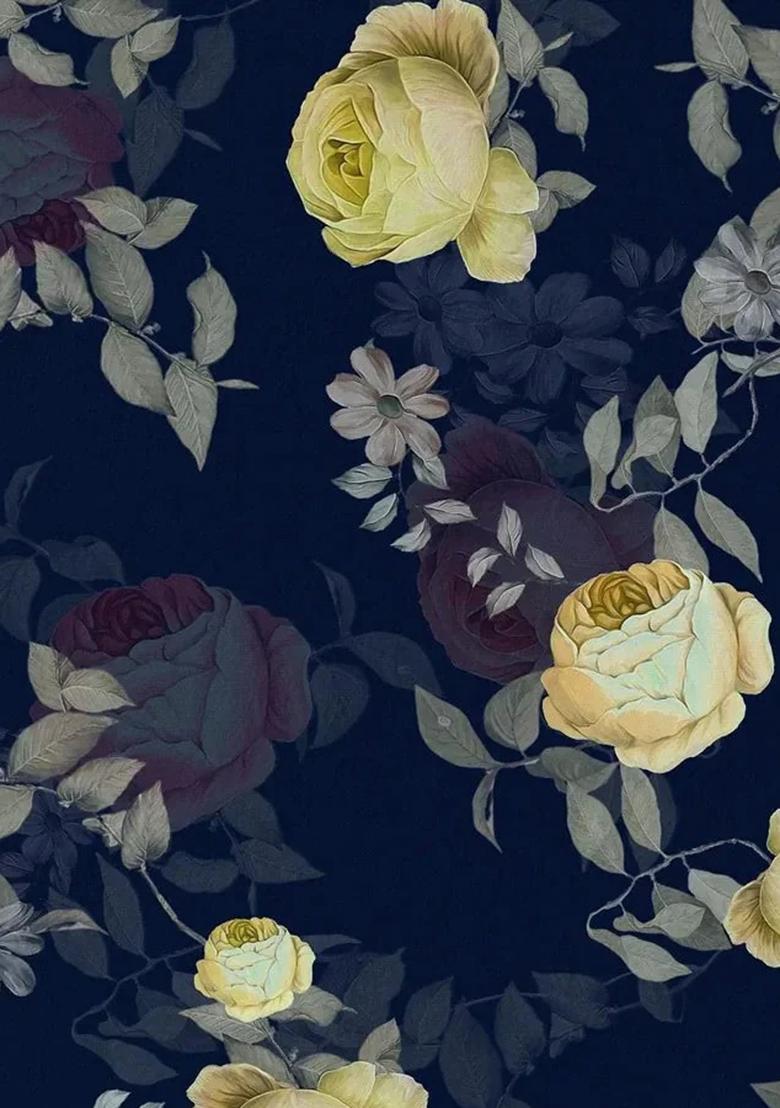 Blue Floral Print Satin Fusion Set - Indya