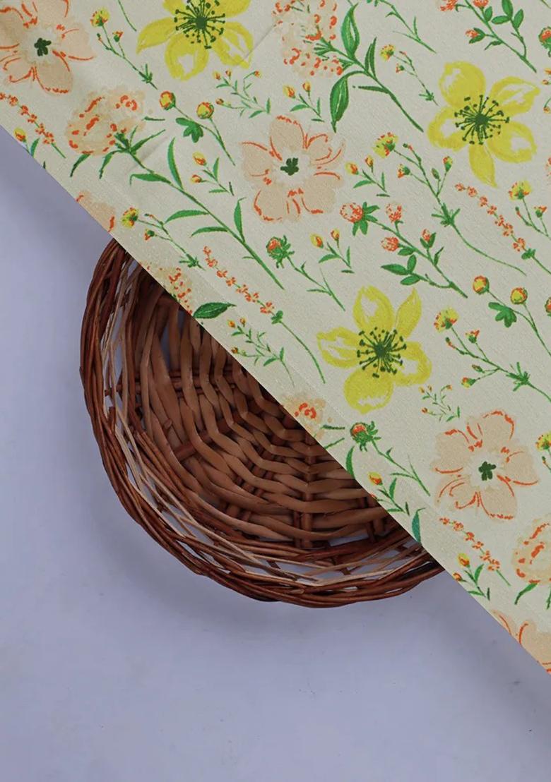 Yellow Floral Print Satin Fusion Set - Indya