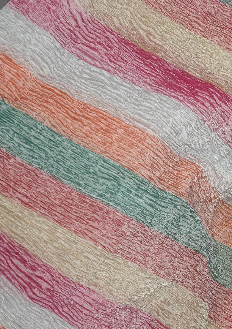 Multicolor Tissue Textured Lehenga Set - Indya