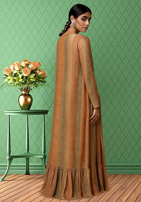 Multicolor Tissue Textured Lehenga Set