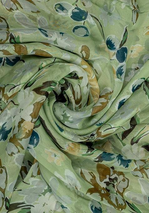 Light Green Tissue Floral Printed Lehenga Set