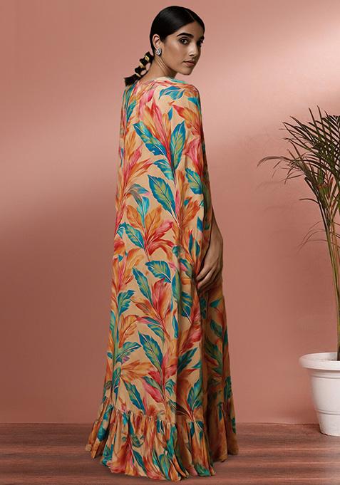 Multicolor Organza Floral Printed Lehenga Set