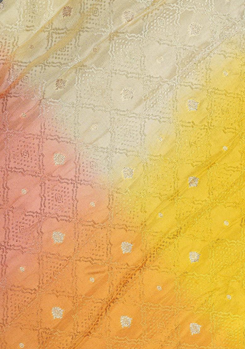 Multicolor Tissue Textured Lehenga Set - Indya