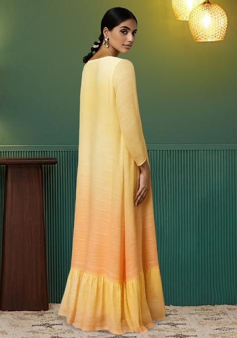 Multicolor Tissue Textured Lehenga Set