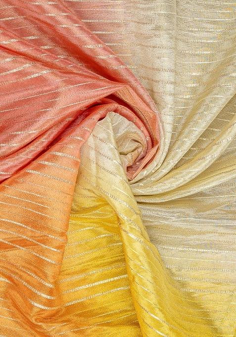 Multicolor Tissue Textured Lehenga Set