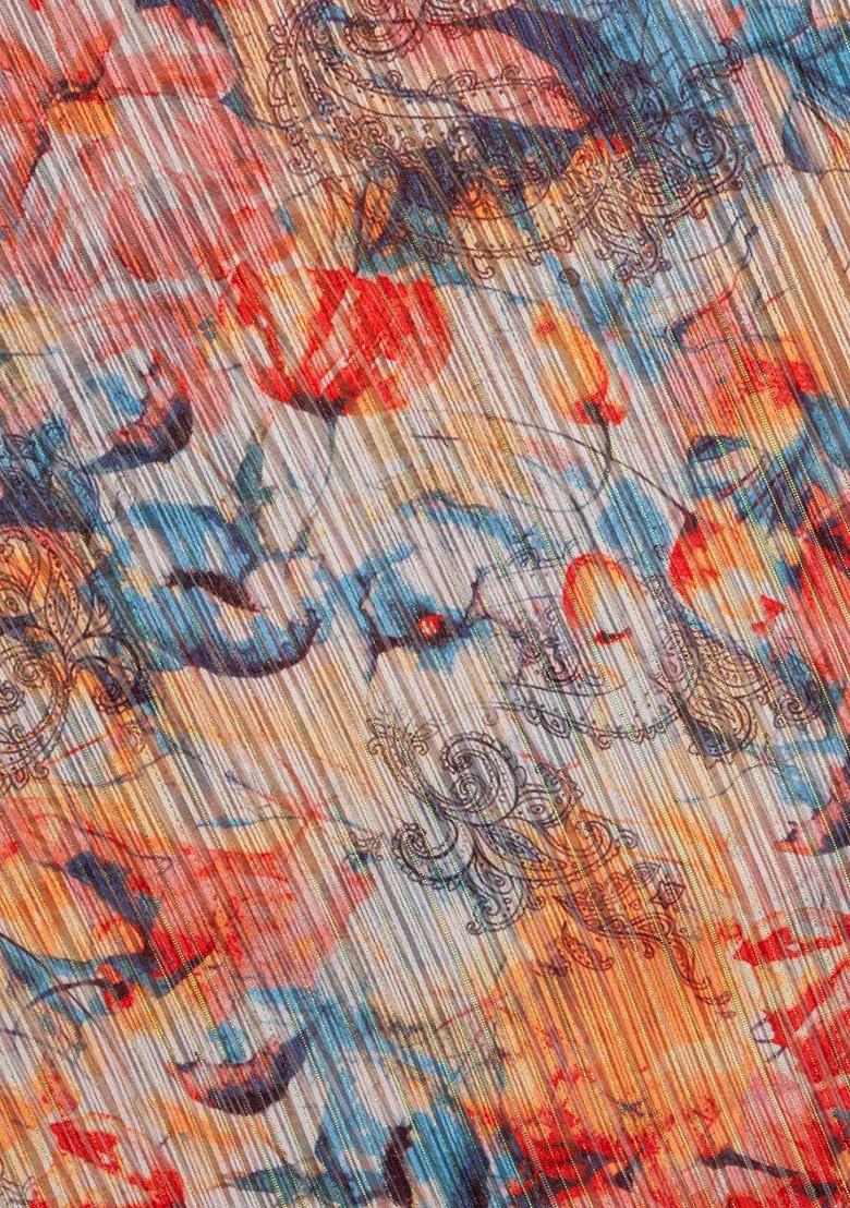 Multicolor Chiffon Floral Printed Fusion Set - Indya