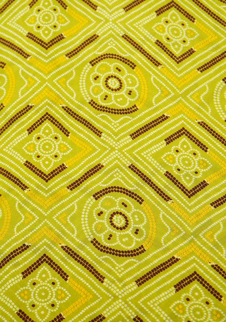 Light Green Bandhani Print Crepe Fusion Set - Indya