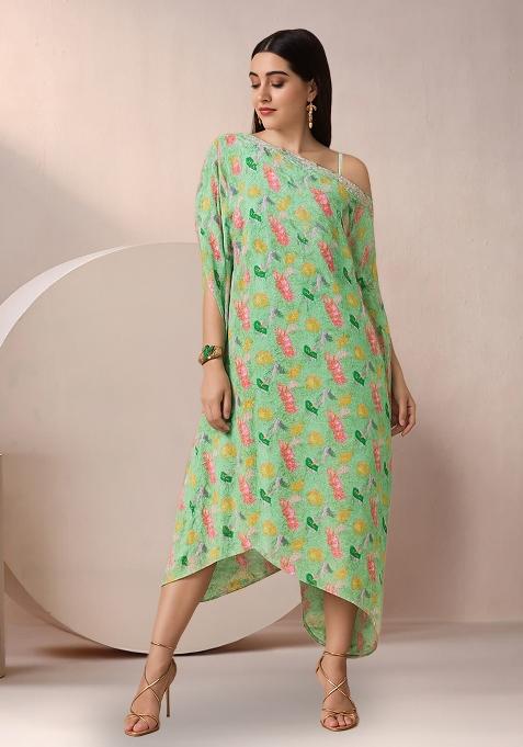 Mint Green Floral Print Chinon Fusion Set