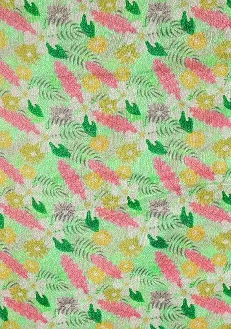 Mint Green Floral Print Chinon Fusion Set - Indya