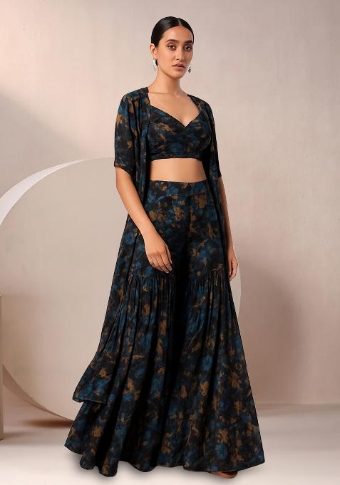 Black Abstract Print Chinon Fusion Set