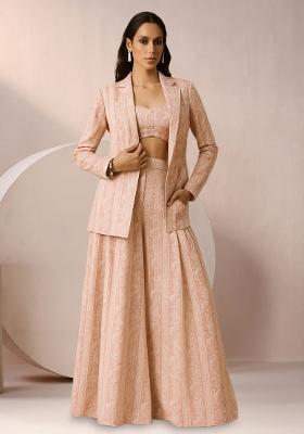 Pink Floral Print Satin Fusion Set