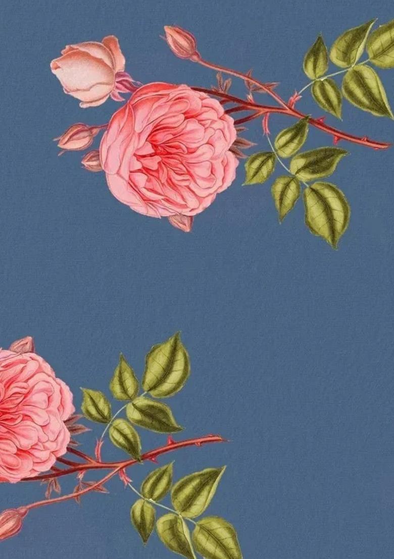 Blue Floral Print Satin Fusion Set - Indya