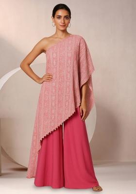 Pink Floral Print Satin Fusion Set