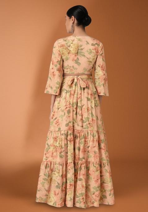 Light Pink Floral Print Georgette Lehenga Set