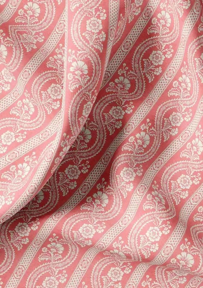 Pink Satin Floral Printed Fusion Set - Indya