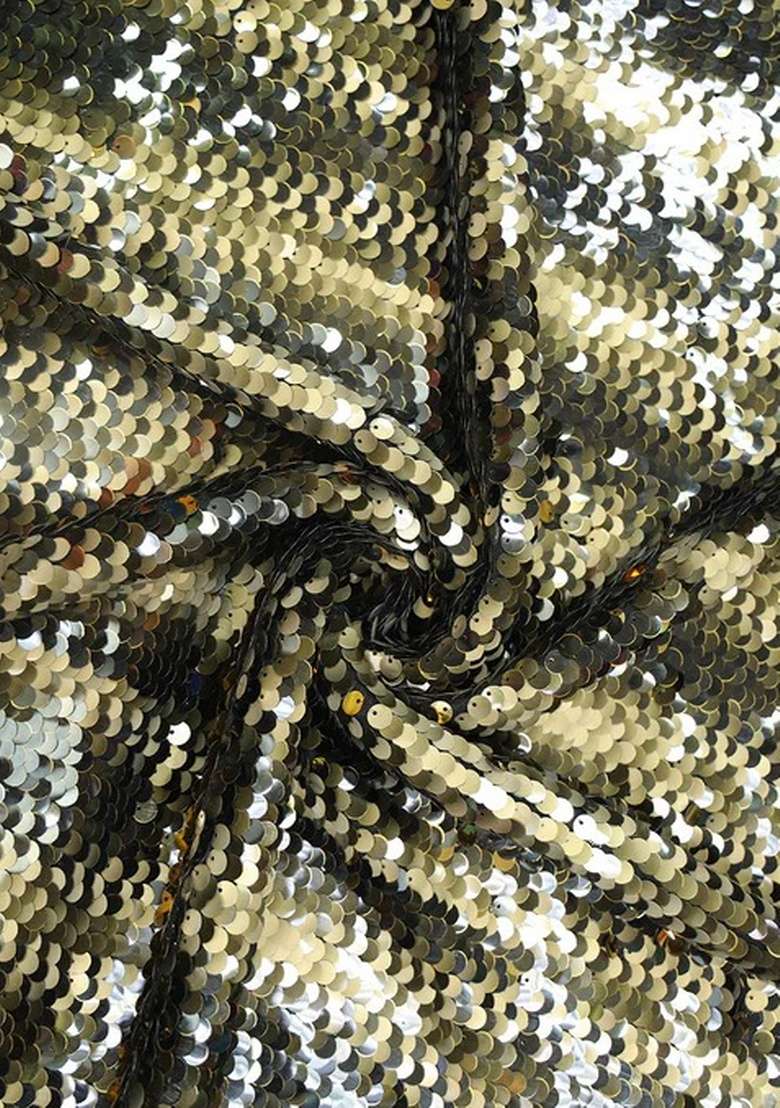 Golden Sequin Net Fusion Set - Indya