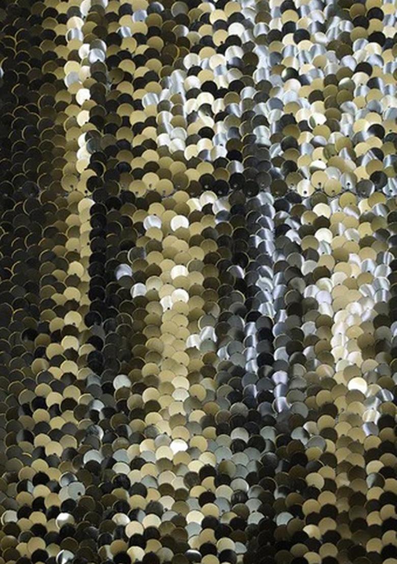 Golden Sequin Net Fusion Set - Indya