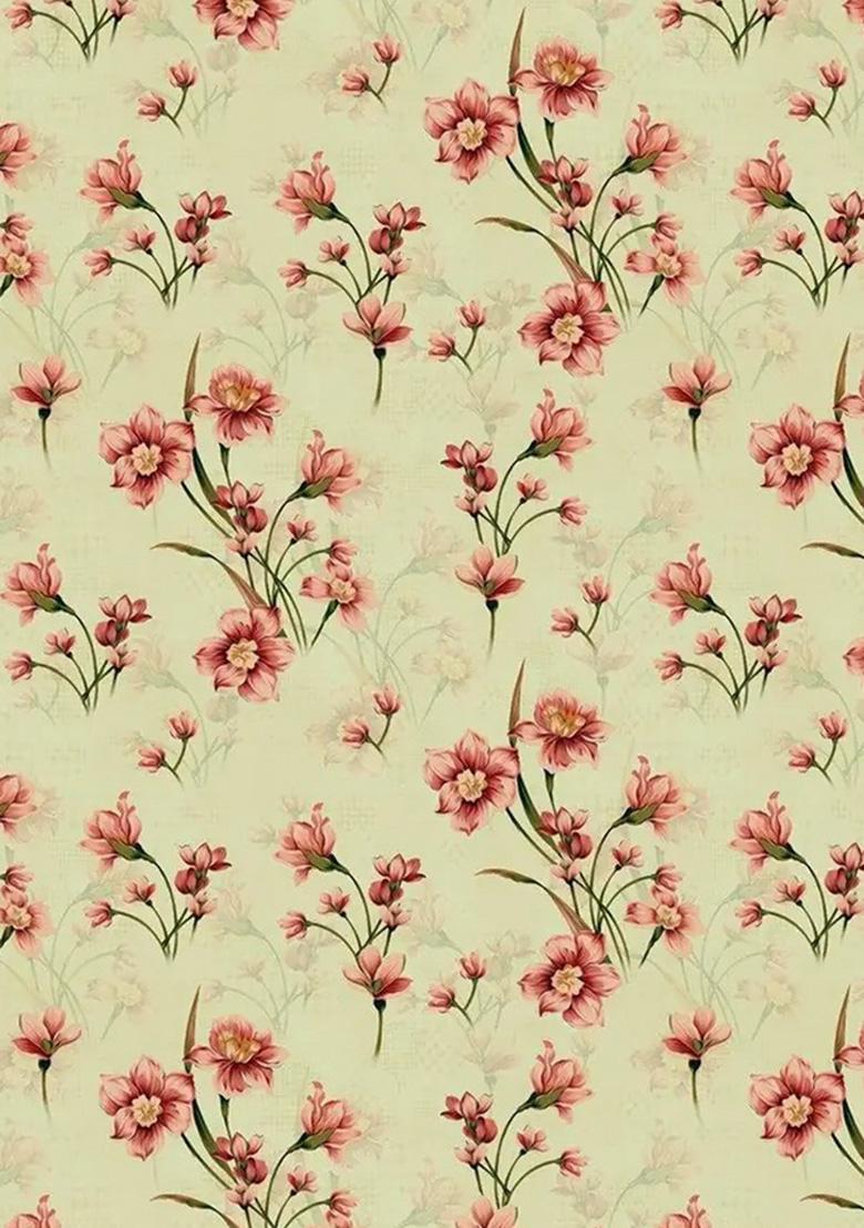 Green Floral Print Satin Fusion Set - Indya