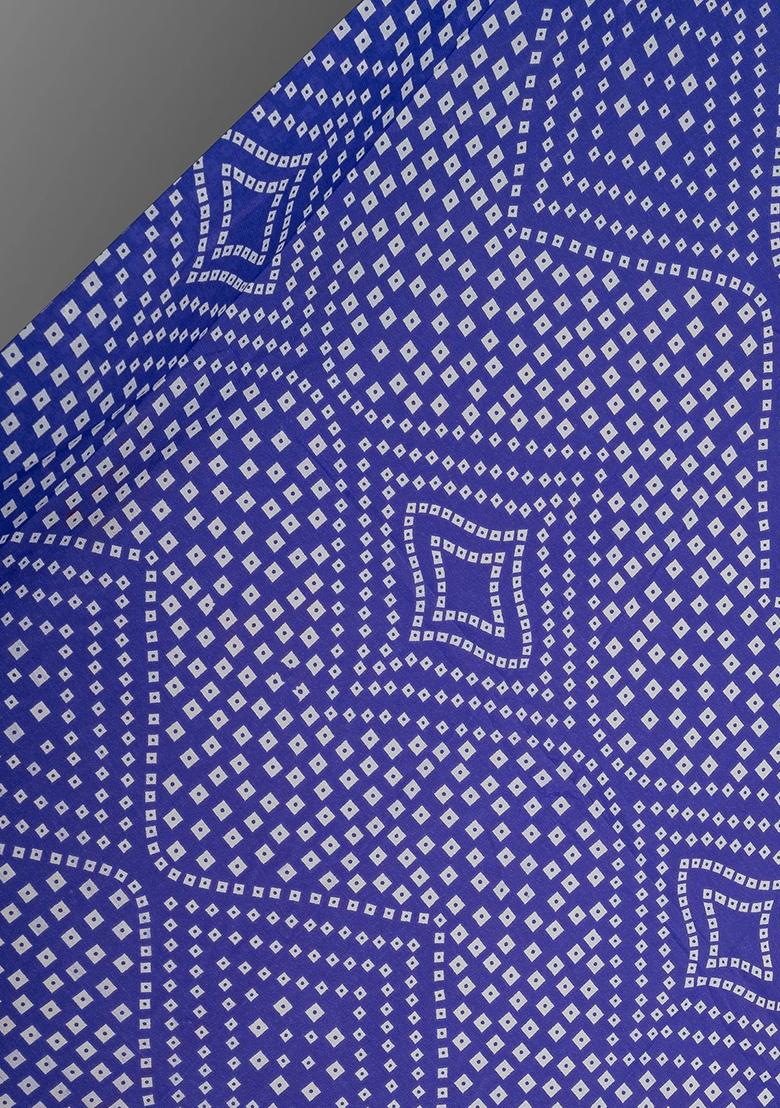 Blue Crepe Bandhani Printed Fusion Set - Indya