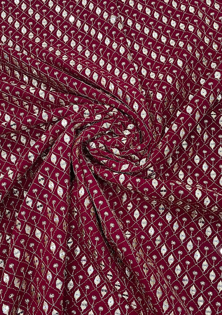 Maroon Sequin Embroidered Georgette Fusion Set - Indya