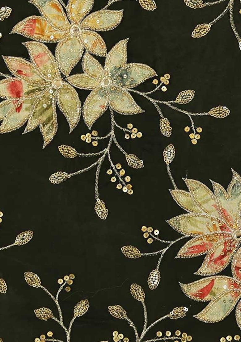 Black Net Sequin Embellished Gown - Indya