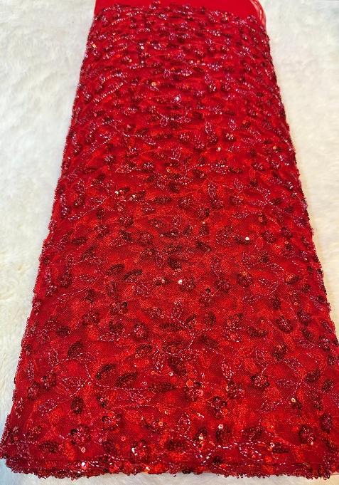 Red Embellished Blouse Georgette Pre Draped Saree Set