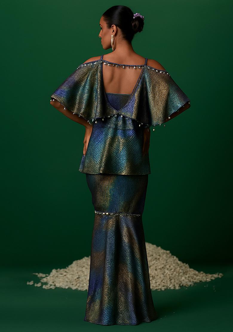 Multicolor Satin Textured Fusion Set - Indya