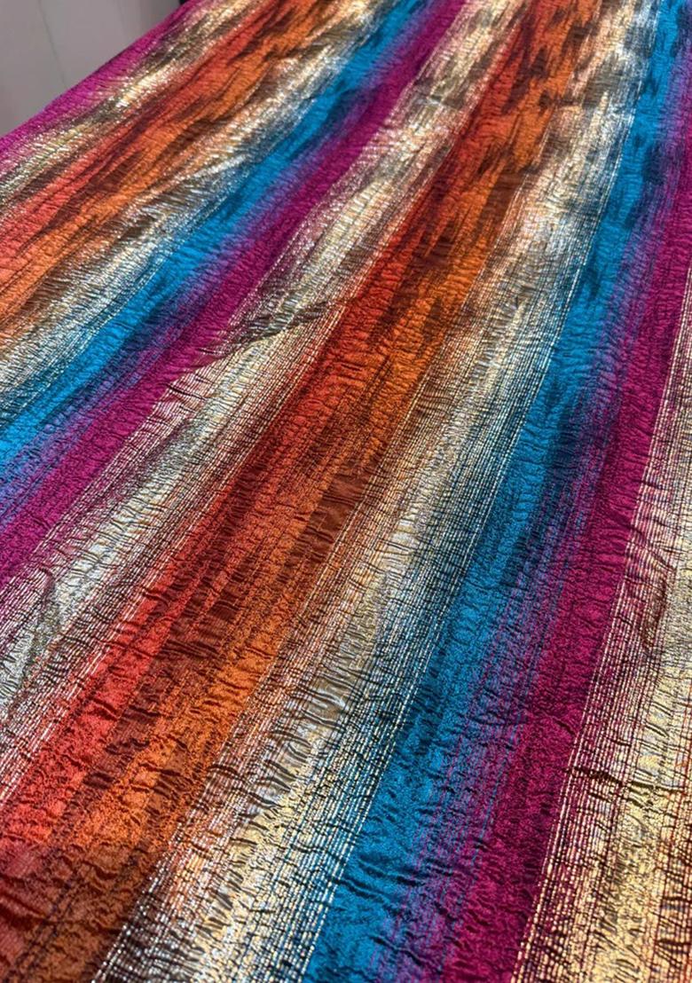 Multicolor Organza Jacquard Fusion Set - Indya