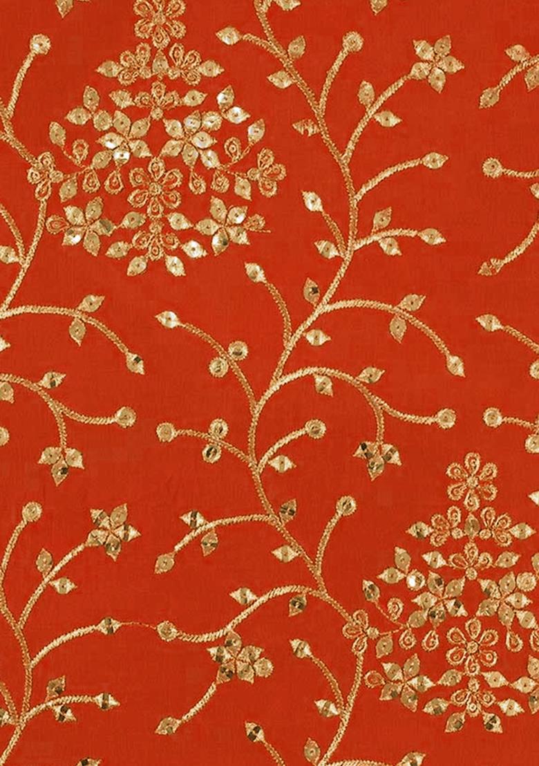 Red Embroidered Georgette Fusion Set - Indya