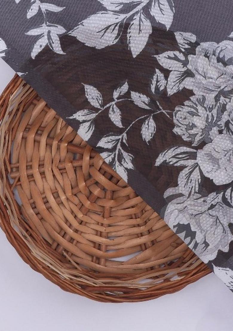 Black Organza Floral Printed Fusion Set - Indya