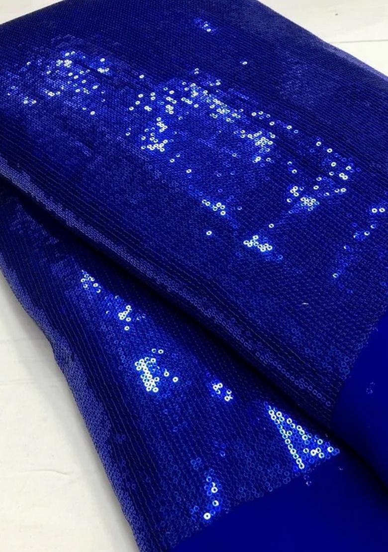 Blue Georgette Sequin Fusion Set - Indya