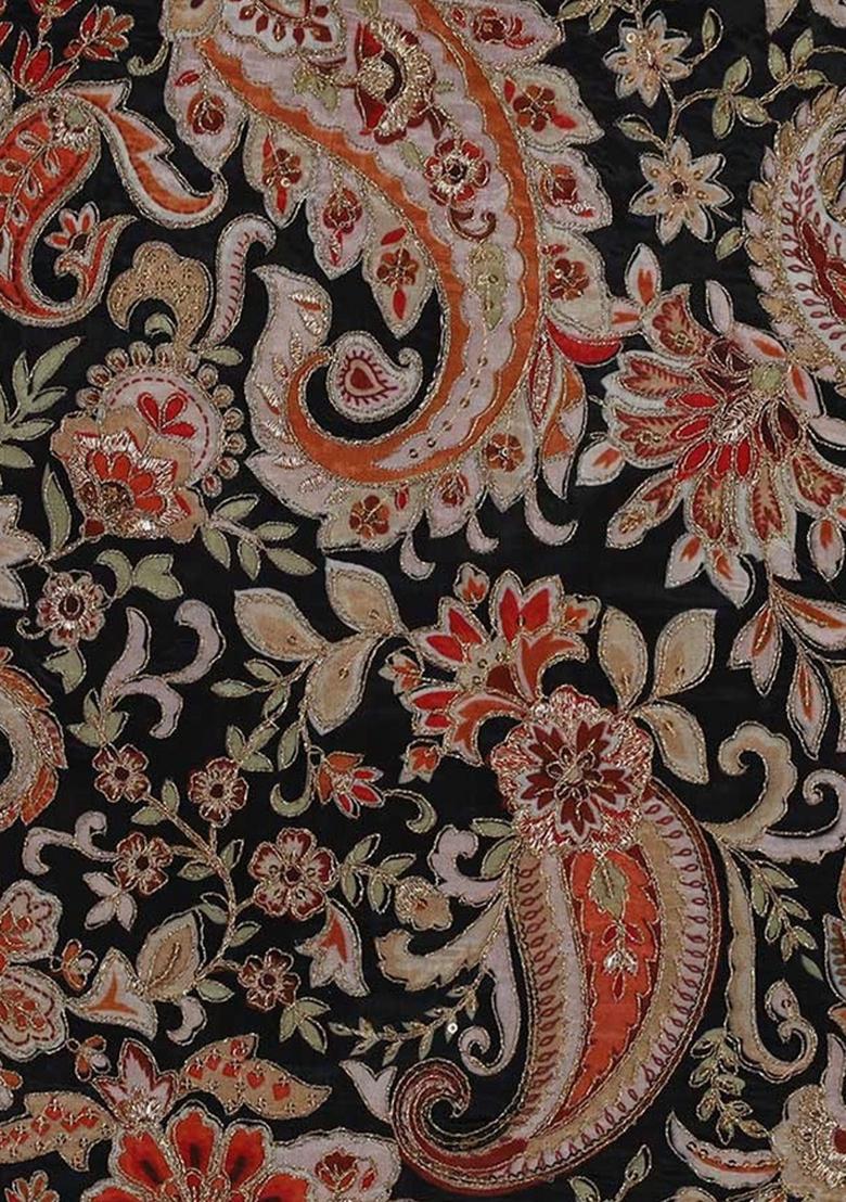 Mustard Yellow Georgette Embroidered Blouse Fusion Set - Indya