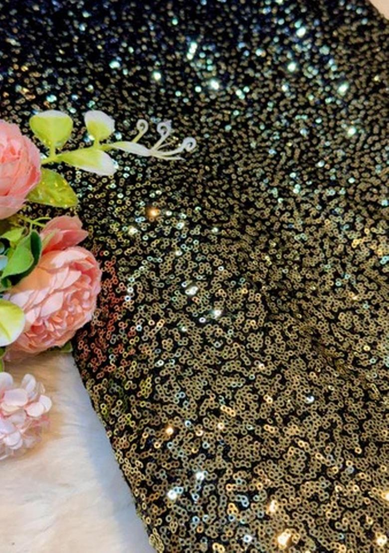 Black Net Sequin Fusion Set - Indya