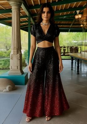 Red Net Sequin Fusion Set
