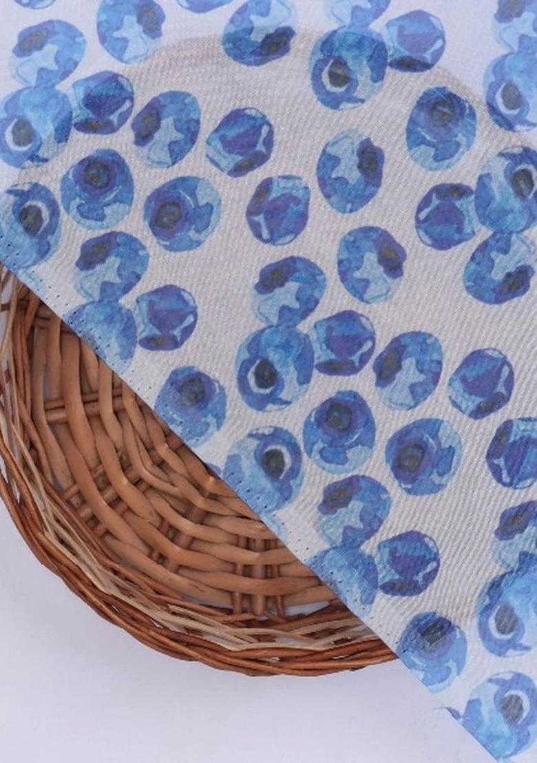 Blue Organza Abstract Printed Fusion Set - Indya