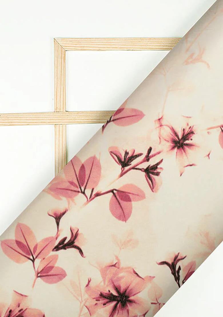 Cream Floral Printed Georgette Fusion Set