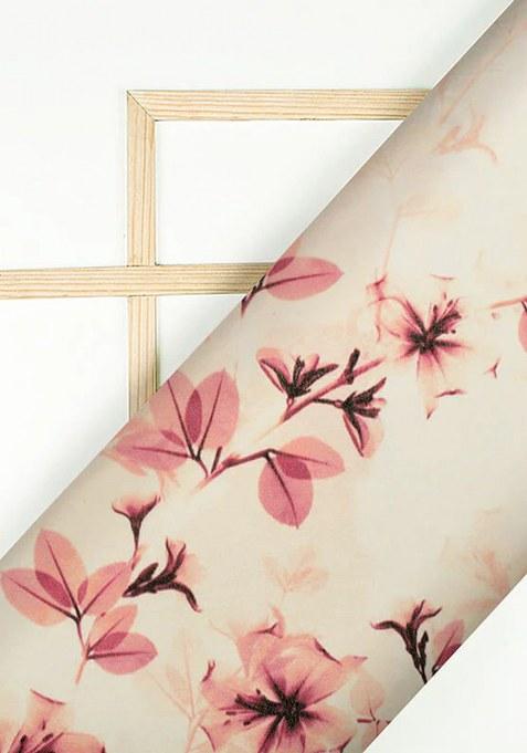 Cream Floral Printed Georgette Fusion Set